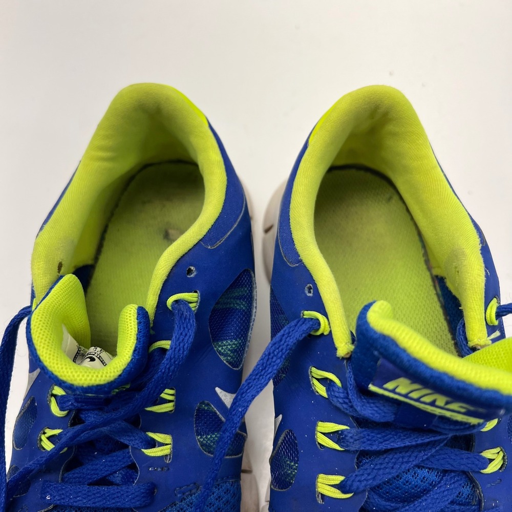 Nike Free 5.0 Kids Running Shoes 4Y Hyper Blue Metallic Silver Neon Sneakers - Picture 7 of 8